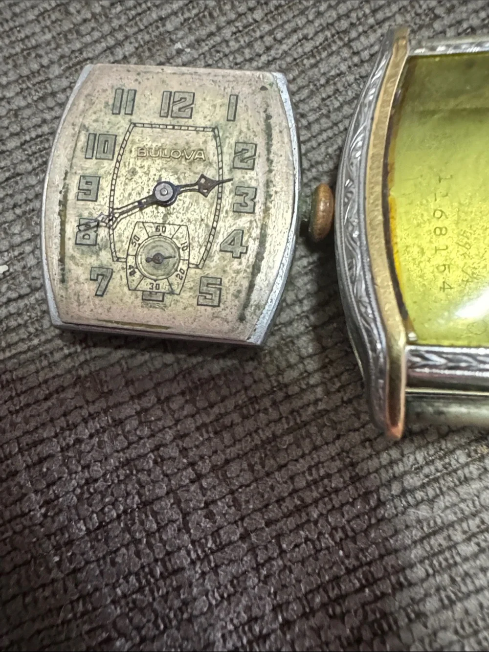 Vintage 1927 Bulova Quality Art Deco Tonneau Watch Case Hand Engraved Lone Eagle